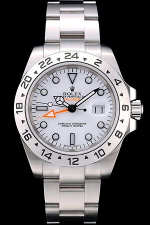 Imitated Rolex Explorer 42mm White Gold Case Tachymeter Bezel Hour Scale Luminous Mercedes Hand Orange Index Classy Watch