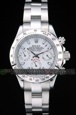 Lady Rolex Daytona Silver Stainless Steel Case/Bracelet Tachymeter Bezel Stick Scale/Pointer Sports Style Chronograph Watch