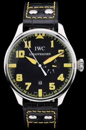 IWC Big Pilot Thin Silver Bezel Yellow Arabic Marker Auto Copy Watch IW510301