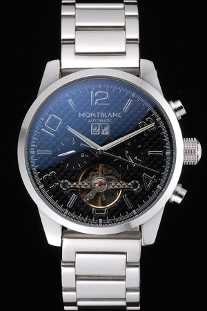 MontBlanc Heritage Exotourbillon Minute Black Dial Stainless Steel Bracelet Chronograph Watch MO015