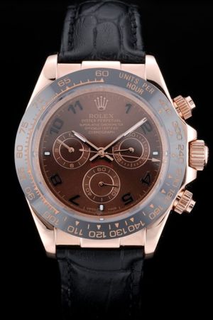 Rolex Daytona Chronograph Rose Gold Case Black Cerachrom Tachymeter Bezel Arabic Marker Black Strap Men's Watch Ref.116515LN-L(FC)