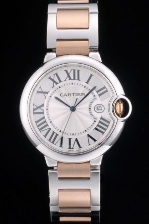 Cartier Ballon Bleu White Gold W2BB0002 Dress Swiss Watch SKDT294 Two Tone Bracelt