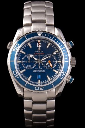 Omega Seamaster Professional Planet Ocean Blue Uni-directional Rotating Bezel Blue Dial Luminous Scale/Pointer Two Sub-dials Watch