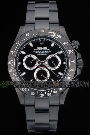 Replica Rolex Daytona Black Ion-plated Case/Bracelet Tachymeter Bezel Stick Hour Scale Three Sub-dials Chronograph Men’s Watch Ref.116520