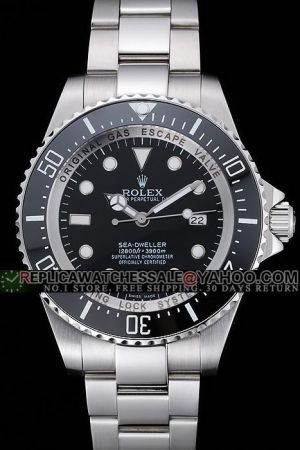 Fake Rolex Sea-Dweller Deepsea Black Unidirectional Rotating Ceramic Bezel Luminous Scale/Pointer SS Date Sports Men Watch 116660