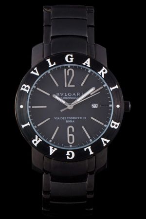 Bvlgari Bvlgari Black Ion-plated Wrist Watch With White Engraving On Bezel Coolest Accessory For Men BV048