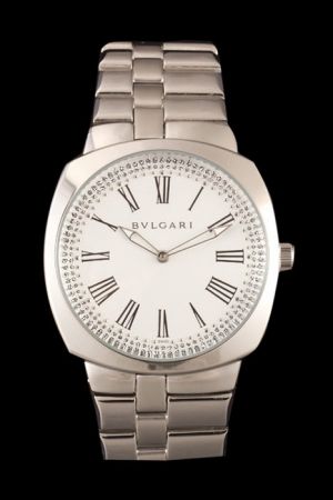 Bvlgari White Dial Cushion Stainless Steel Bezel Watch With Low Price Good Reviews In USA BV088