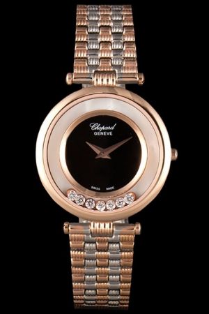 Chopard Happy Diamonds 204180-1201L Mother of Pearl And Black Dial Two Tone Bracelet Watch CP003