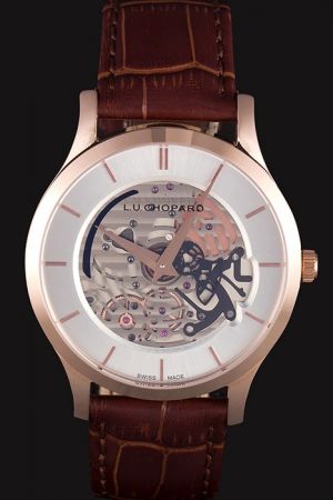 Chopard L.U.C XP Skeletec 161936-5001 Basel World 18K Rose Gold Case Brown Strap Watch CP023