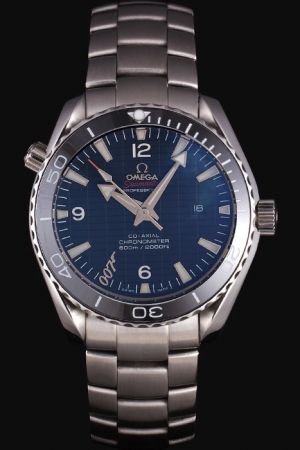 Swiss Omega Seamaster Co-Axial James Bond 007 Unidirectional Rotating Bezel Dark Blue Checkered Dial Luminous Scale/Hand Automatic Watch