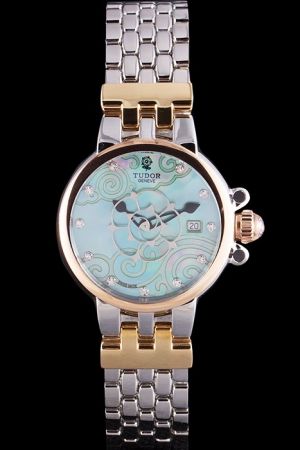 Tudor Swiss Made Clair De Rose 35701 Green Mother-of-Pearl Dial Steel Bracelet Watch DD002