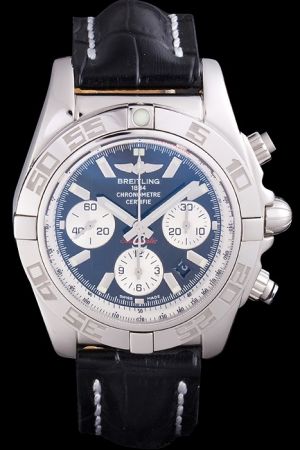 Men Swiss Breitling Chronomat Black Dial Stick Marker Uni-directional Bezel Automatic Watch 