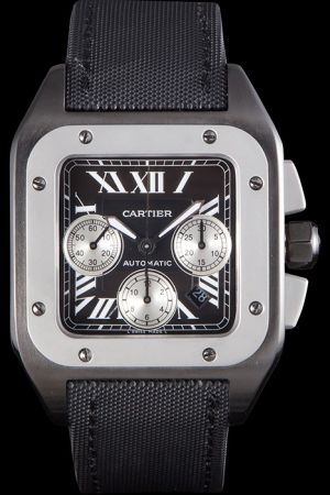 Cartier Fabric Bracelt REF W2020005 Santos Chronograph Swiss 53mm Automatic Movement Watch SKDT004 