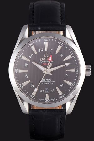 Omega Seamaster GMT Co-Axial Chronometer Aqua Terra Silver Case Black Striated Dial Arrow Hour Marker Four Hands Auto Watch 231.13.43.22.01.001