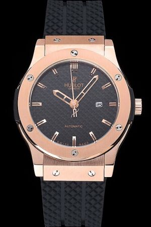 Hublot AAA Quality Classic Fusion Black Textured Dial Pink Gold Case Sports Casual Simple Watch HU010