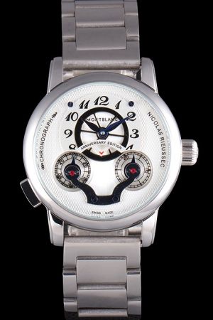 Montblanc 106487 Nicolas Rieussec White Dial Solid Stainless Steel Chronograph Automatic Watch MO029