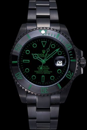 Rolex Submariner Black PVD Watch Body Rotating Bezel With Green Scale Black Dial Green Marker/Hand Auto Watch