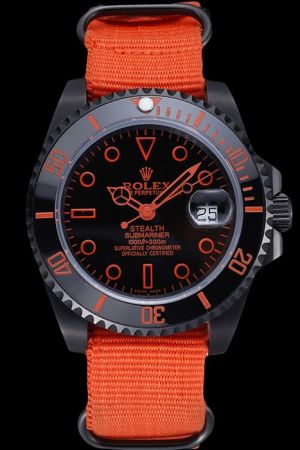 Rolex Submariner Rotating Bezel With Orange Scale Orange Hour Marker/Mercedes Hand Orange Cloth Wristband Rep Watch