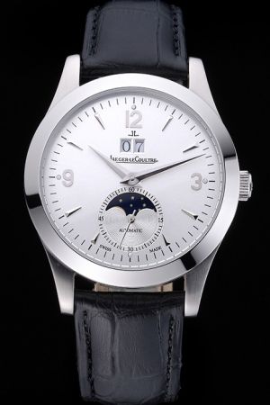 Men Jaeger-LeCoultre Master Moonphine Silver Stainless Steel Silver Dial Arrow/Arabic/Stick Marker Dauphine Pointer Auto Watch Q1558420