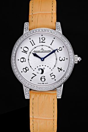 Lady JL Rendez-Vous Night&Day Diamonds Case Silver Guilloche Dial Arabic Scale Dark Blue Gothic Pointers Yellow Strap Watch Q3468422