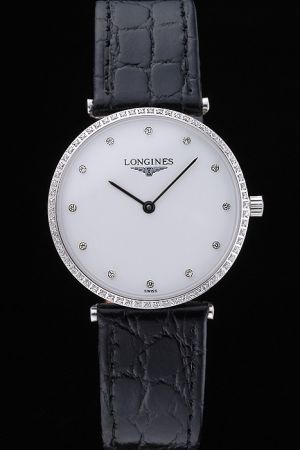  Longines La Grande Thin Diamonds Bezel White Dial Twelve diamonds scale Watch