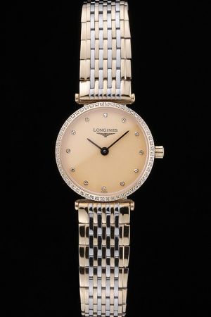 Lady Longines La Grande Classique 25mm Gold Dial Diamonds Bezel&Scale Fake Watch