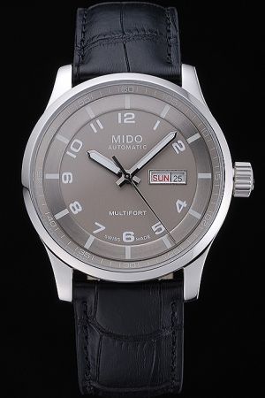 Men’s Mido Multifort Grey Concentric Dial Arabic/Stick Marker Luminous Pencil Hands Day Date Automatic Watch