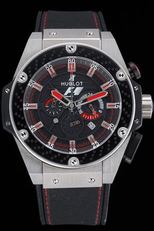 Hublot Sports Big Bang King Power Formula 1 Red Index Stainless Steel Case Black Male Wristwatch HU046