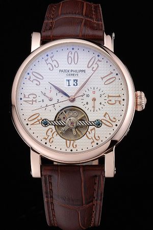 Patek Philippe Grand Complications Checked Dial Big Arabic Marker White Tourbillon Watch
