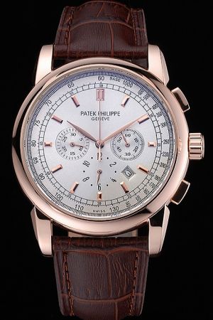 Stylish Patek Philippe Grand Complications Rose Gold Case&Pointer Chronograph Date Watch
