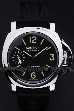 Panerai Luminor Marina PAM00510 44MM Black Dial Rubber Strap Stainless Steel Men's Watch PN013