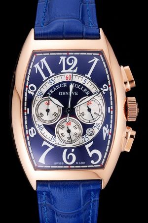 Franck Muller Casablanca Tonneau 6850 CC MC AT Arabic Number Rose Gold Case Royal Blue Watch FM003