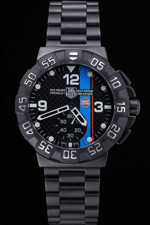 TAG Heuer Formula 1 Black Dial With Blue Stripe Ion-plated Bezel Replica Watch