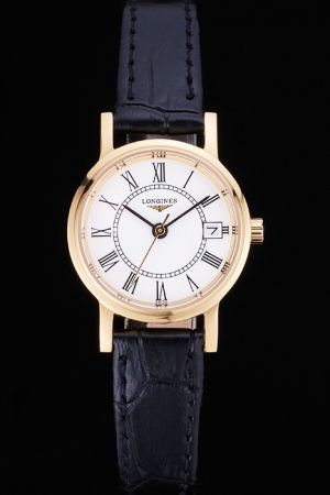 Duplicate Longines La Grande Gold Case Roman Numerals Track-style Minute Scale Quartz Watch L43212112