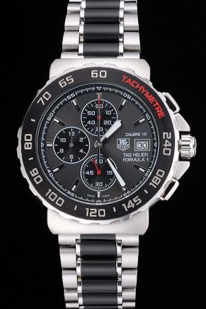 TAG Heuer Formula 1 Black Dial&Sub-dials Ion-plated Tachymetre Bezel Two-tone Bracelet Watch 