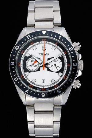 Tudor Heritage White Dial Black Case Stainless Steel Bracelet Chronograph Watches Replica DD005
