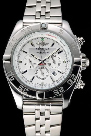 Breitling Chronomat Chronograph Unidirectional Rotating Bezel Stick Marker Stainless Steel Watch 