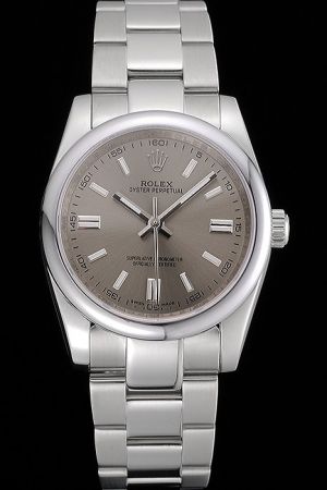 Rolex Datejust Oyster Perpetual Round Bezel Grey Face Luminous Hour Scale/Stick Pointer Steel Bracelet Men Watch 