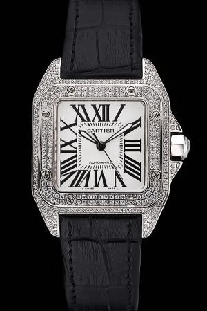 Cartier Jewelry WH100651 Swiss  Movement Santos 100 Diamonds Watch SKDT015 For Interview