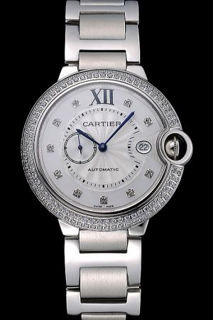 Cartier Ballon Bleu Date White gold Appointment Diamonds Set Watch Fake SKDT379 Swiss Jewelry