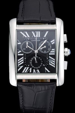 Cartier Cheap chronograph Silver SS Watch KDT199 Gents Tank Sports Style Timepiece