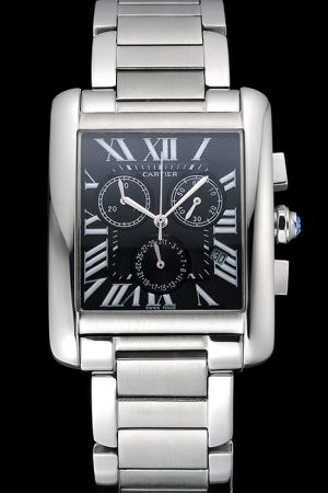 Sports Cartier Tank White Gold   chronograph Ref  2303 Watch KDT198 SS Bracelet