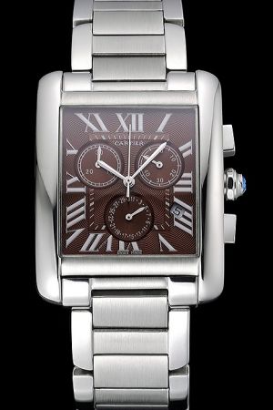 Hot Sell Cartier Tank White Gold Sportmans chronograph Watch KDT206 SS Bracelet