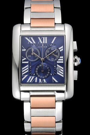Cartier Sports Tank White Gold   chronograph Watch KDT211 Two Tone SS Bracelet