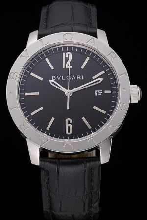 Bvlgari Solo Tempo 101867 BB41BSLD 41mm Black Dial Black Leather Strap Vintage Elegant Watch BV098