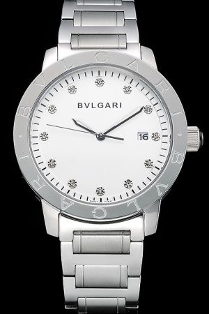 Bvlgari Solo Tempo 101888 BBL33WSS/12 White Dial Diamonds Indexes Stainless Steel Bracelet Watch BV100