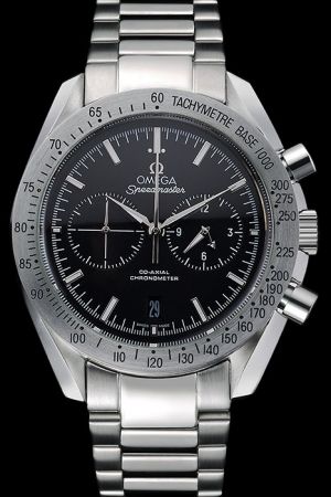 Phony Omega Speedmaster Tachymetre Bezel Black Dial Luminous Stick Scale Alpha Pointer Two Sub-dials Stainless Steel Watch 331.10.42.51.01.001