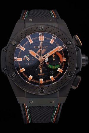 Swiss ETA 7750 Hublot King Power Formula 1 Orange Markers Black Watch Cheaper Than India HU052