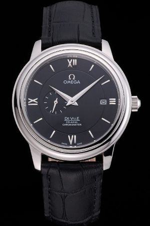  Omega De Ville Co-Axial Prestige Tuxedo Bezel Black Concentric Dial Roman/Stick Scale Dauphine Pointer Second Sub-dial Watch