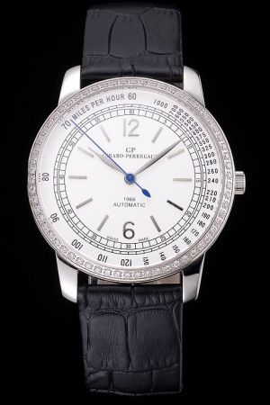 Girard-Perregaux Swiss Automatic 1966 49539-53-151-BK6A Diamonds White Dial Black Strap Watch GP007